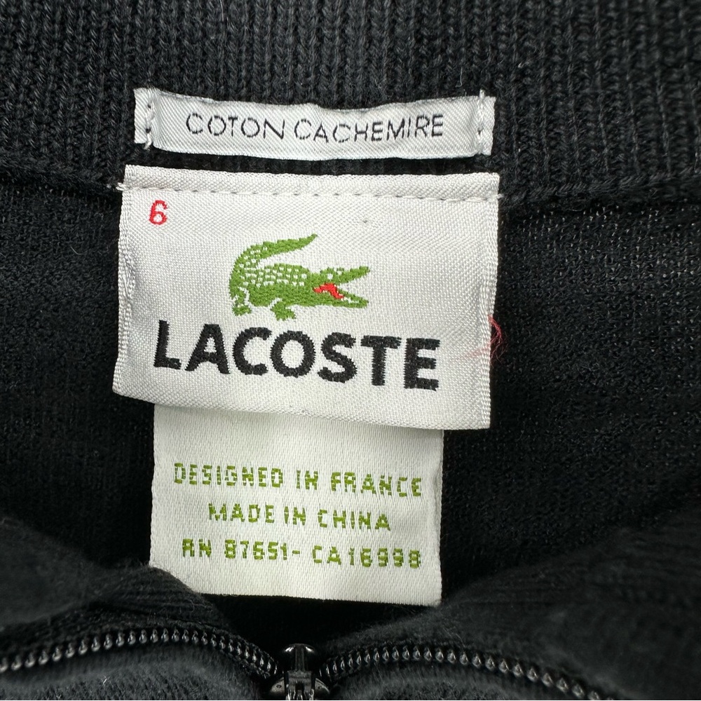 Lacoste Cotton Cashmere Blend 1/4 Zip Long Sleeve Sweater Black Size 6, XL - Picture 7 of 10